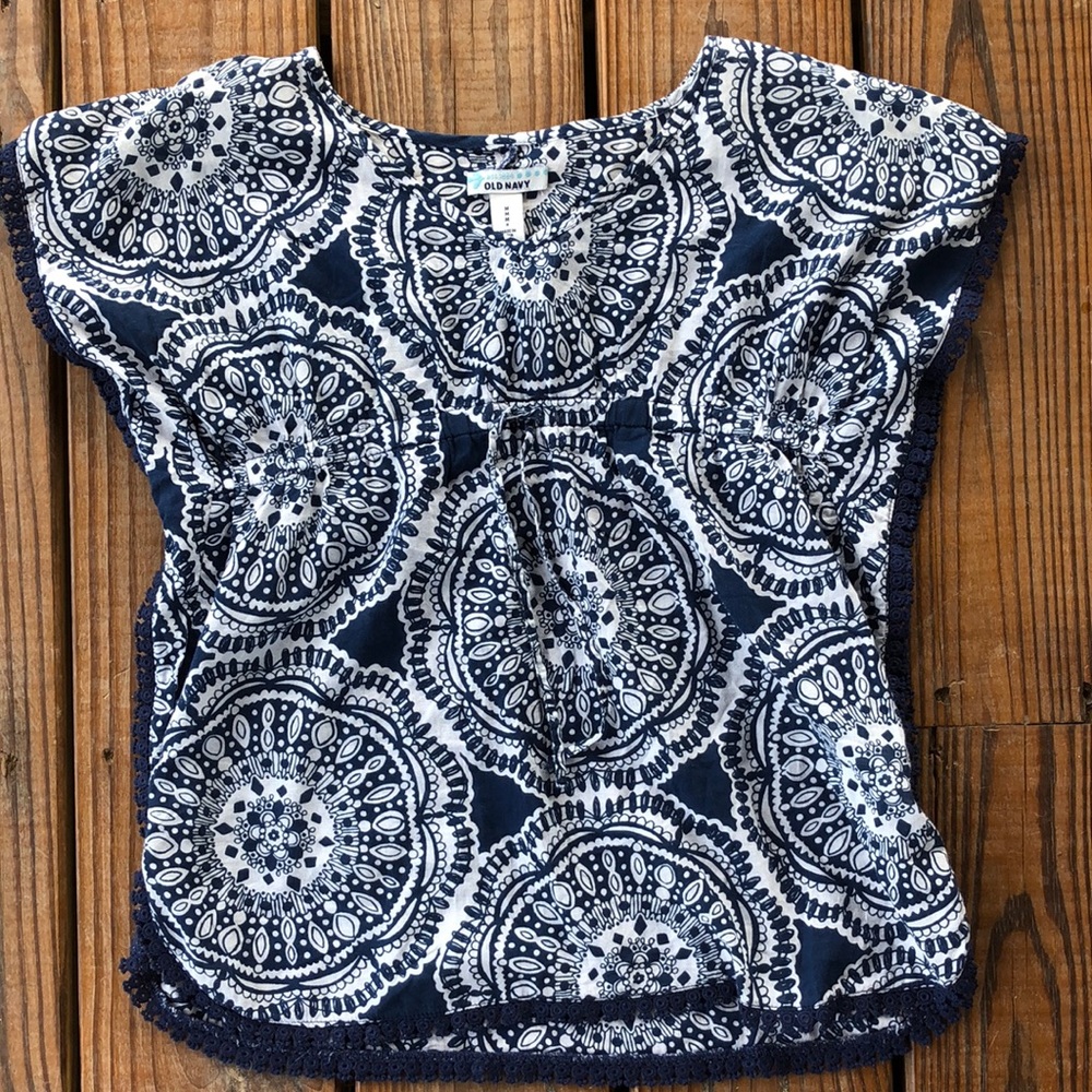 Old Navy* Navy and White Bandanna Top-M